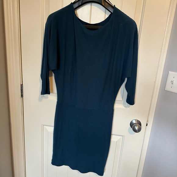Renee C. Teal Blue Ribbed Dress - Picture 1 of 4